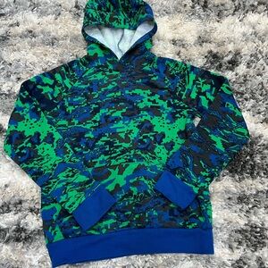 Camouflage Green and Blue Men's Hoodie